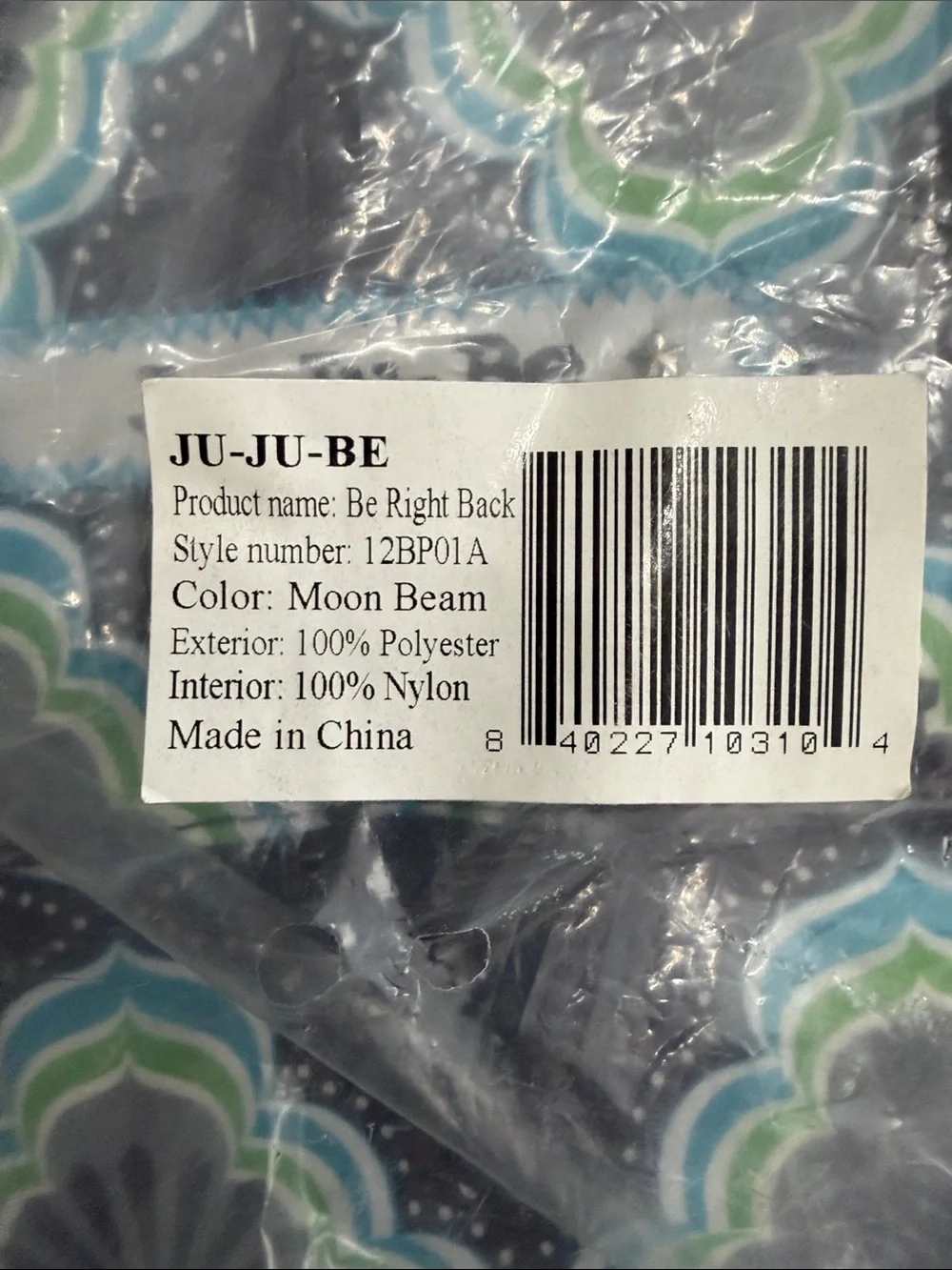 Ju-Ju-Be Navy Blue Teal & Gray Floral-Style Be Right Back, Moonbeam Print